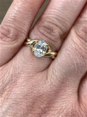 14K Yellow Gold Lady's Oval CZ Fashion Ring 2.9 grams Size:7